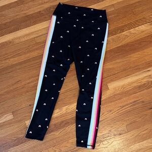 Spiritual Gangster Black Leggings with Rainbows and Rainbow Stripes M